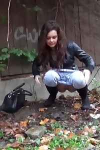 An Innocent Brunette Takes A Few Attempts To Piss
