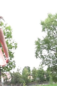 Sitting On A Concrete Block This Black-haired Pissing