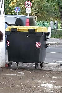 Brunette Vixen Pissing Against Passing Traffic