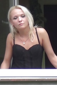 Blonde Feels Kinky And Pisses Out Of The Window