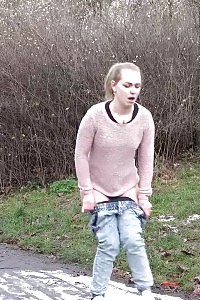 Inviting Blonde Pisses Onto Snow To Melt It