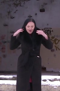 Suburb Peeing In The Snow For Dark Haired Dasha