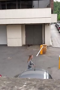 Magnificent Brunette Pisses In The Middle Of The City