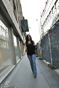 Dawn Avril Walking In The Streets Shows Her Pretty Nice Tits And Butt In Black Panties