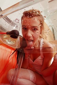 Liz Spills Piss In Her Chair And Bends Over To Lick It Up With Tongue