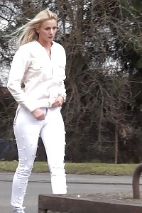 Blonde Katy Sky Leaves A Puddle Of Piss Outside