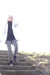 Kinky Blonde In Glasses Squats To Pee Outside